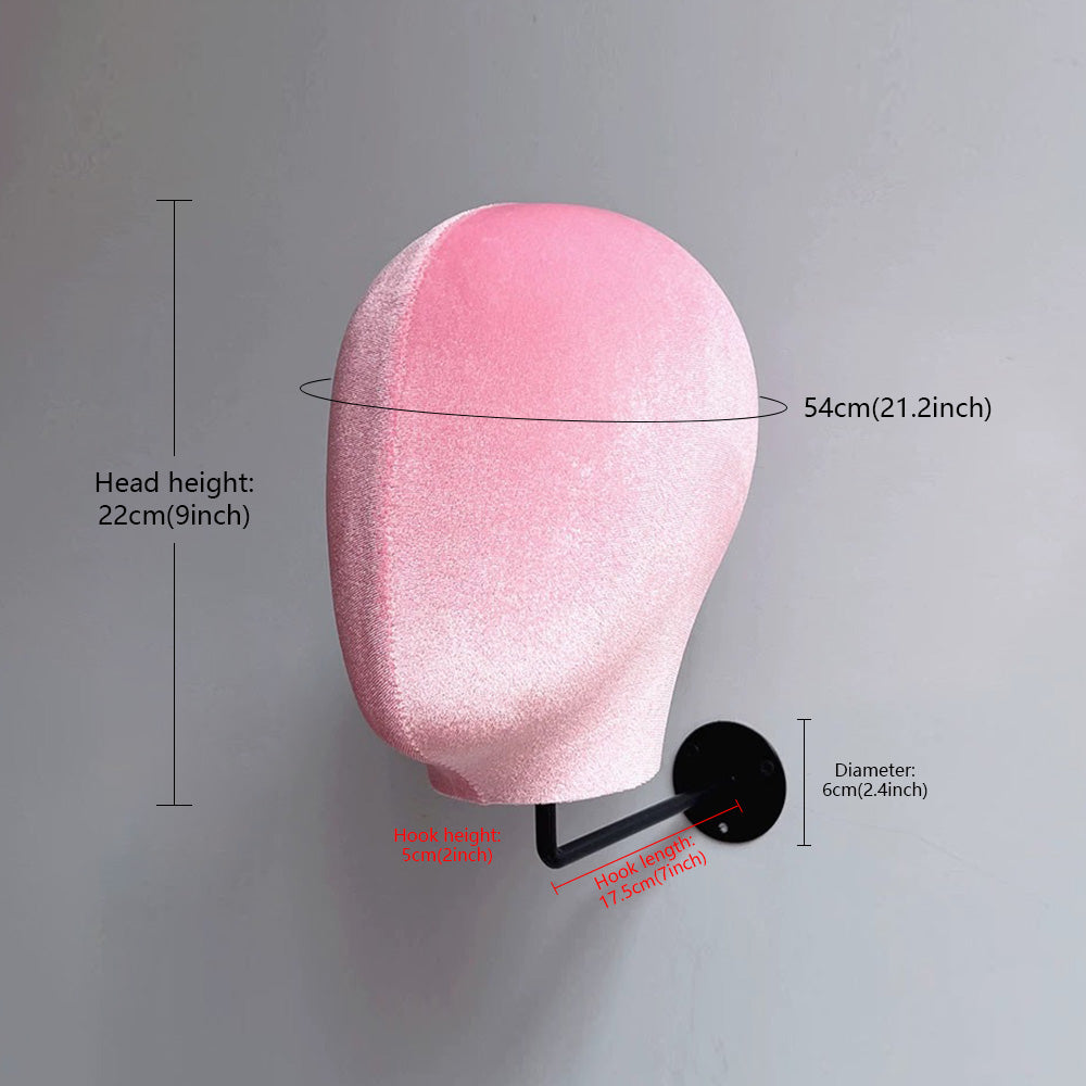 Jelimate Wall Mounted Mannequin Head,Linen/Velvet Mannequin Head With Hanging Base,Hat Display Head Mannequin,Wig Display Stand Manikin Head,Store Display Mannequin Head Stand JMH01