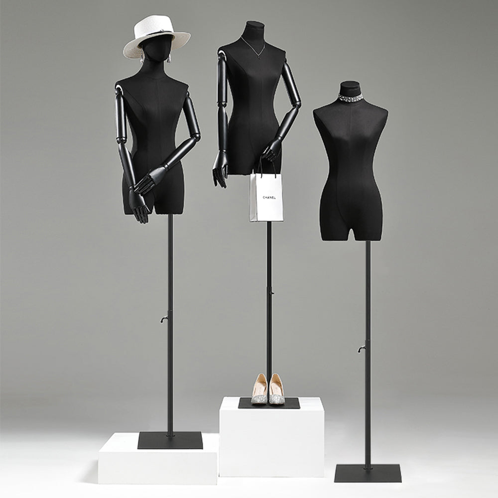 Half Body Female Display Dress Form Mannequin,Black Linen Mannequin To –  JELIMATE