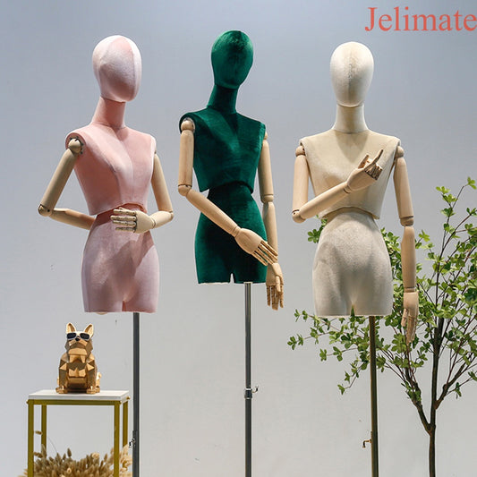 Discover the Power of Jelimate Half Body Female Twist Waist Colorful Velvet Mannequin Torso for Clothing Stores!