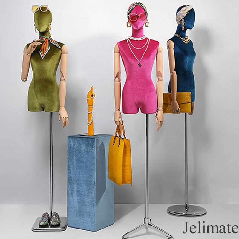 The Most Important Factor for Boost Your Clothing Store Sales: Jelimate Half Body Female Colorful Velvet Mannequin!
