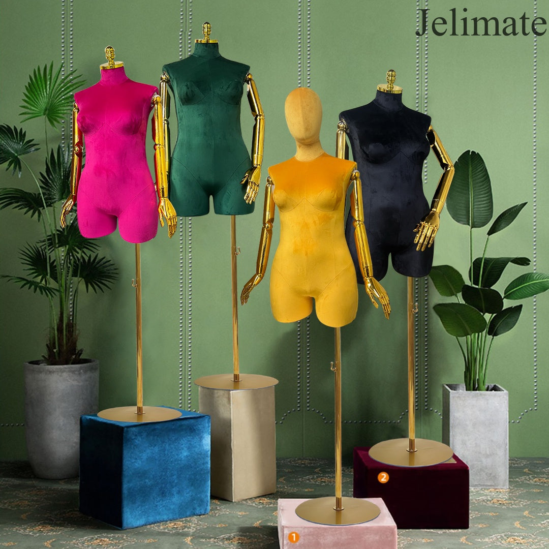 Boost Your Boutique Sales: Jelimate Half Body Colorful Velvet Female Plus Size Mannequin