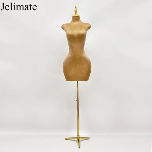 Showcase Curves with Style: Enhance Your Boutique with Jelimate Big Bust Big Hip Brown Suede Half Body Female Plus Size Mannequin for Evening Dress Display And Window Display