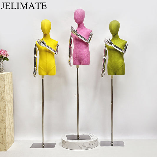 Brighten Your Boutique Stores with Jelimate High End Linen Fabric Kid Half Body Mannequins: Perfect for Clothing and Accessories