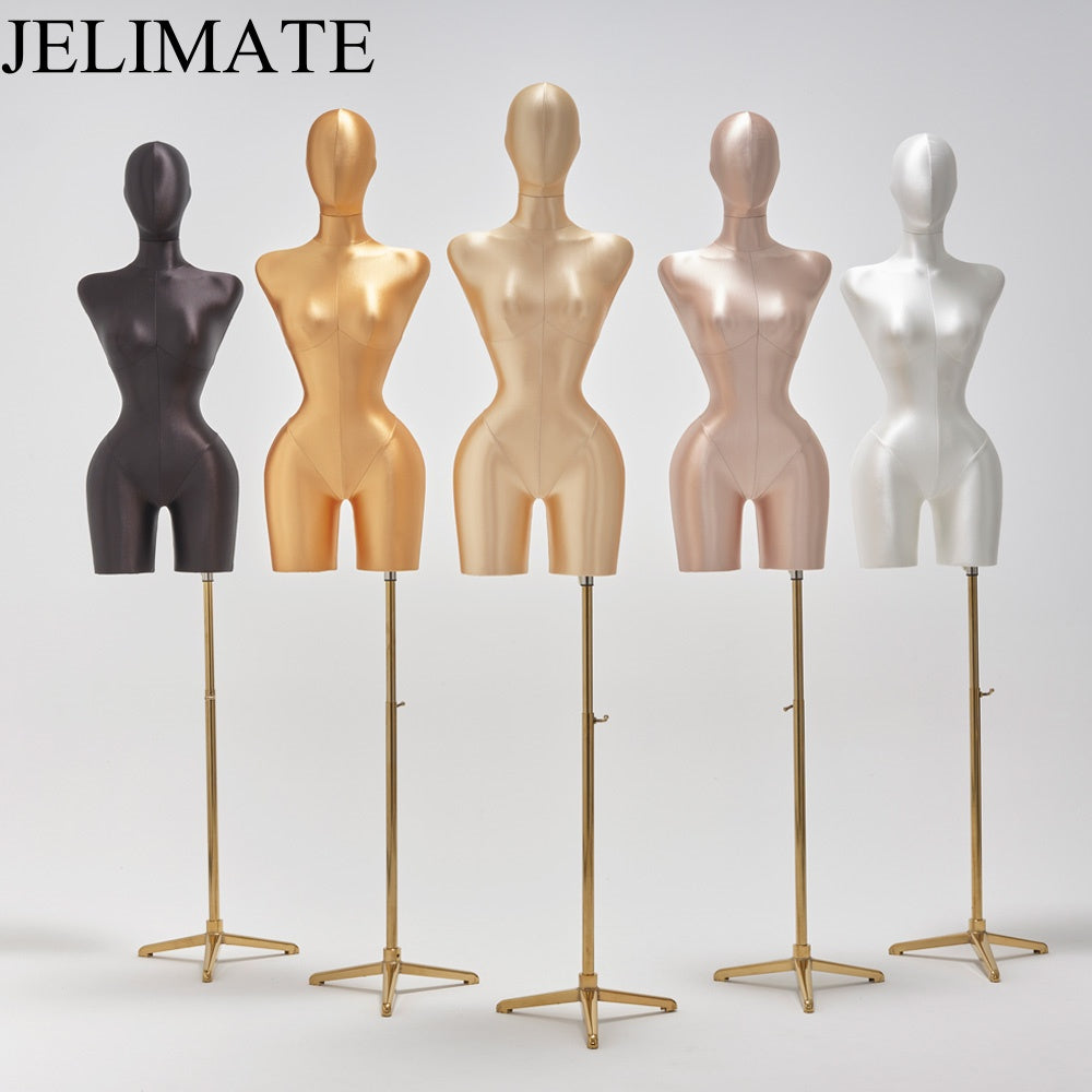 Bold Curves, Luxe Satin: Perfecting Your Clothing Boutique Store Display and Window Display with JELIMATE Premium Big Bust Big Hip Plus Size Curvy Female Mannequin Torso