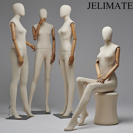 Unleash Your Boutique Store's Potential with JELIMATE Linen Fabric Female Male Full Body Mannequin: Perfect for Showcasing Clothing & Accessories