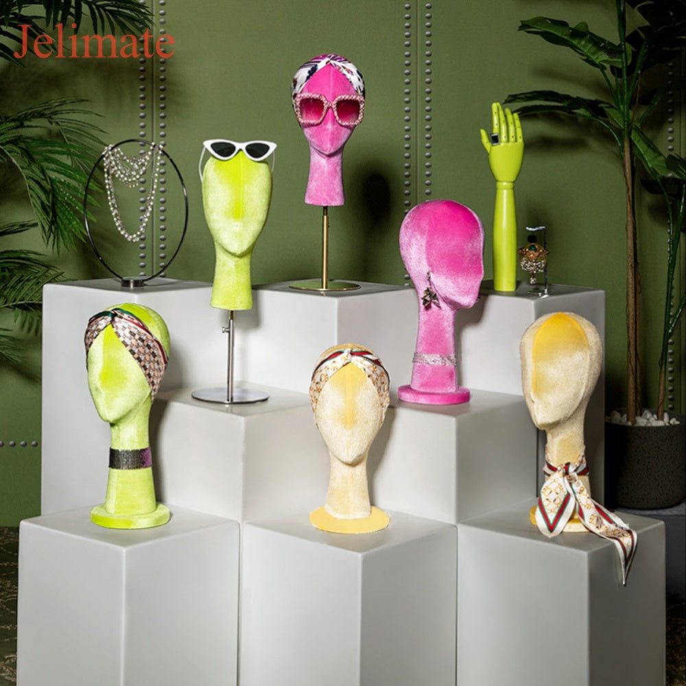 Exploring The Essential Role of Jelimate Bright Colorful Velvet Mannequin Head in Jewelry Boutiques And Fashion Accessories Store