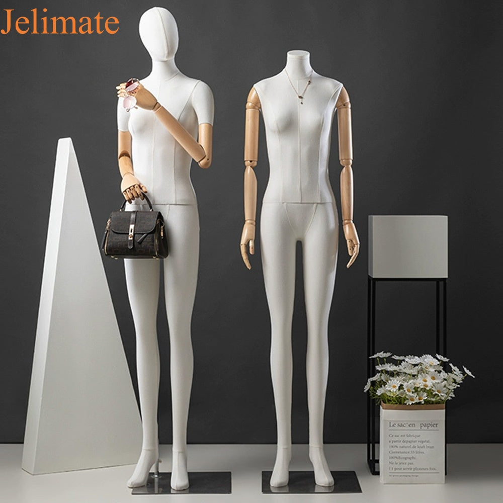 Fashion Forward: Creative Ways to Use Jelimate Beige and Black Fabric Wrapped Female Full Body Mannequin for a Show-Stopping Clothing Boutique Display!