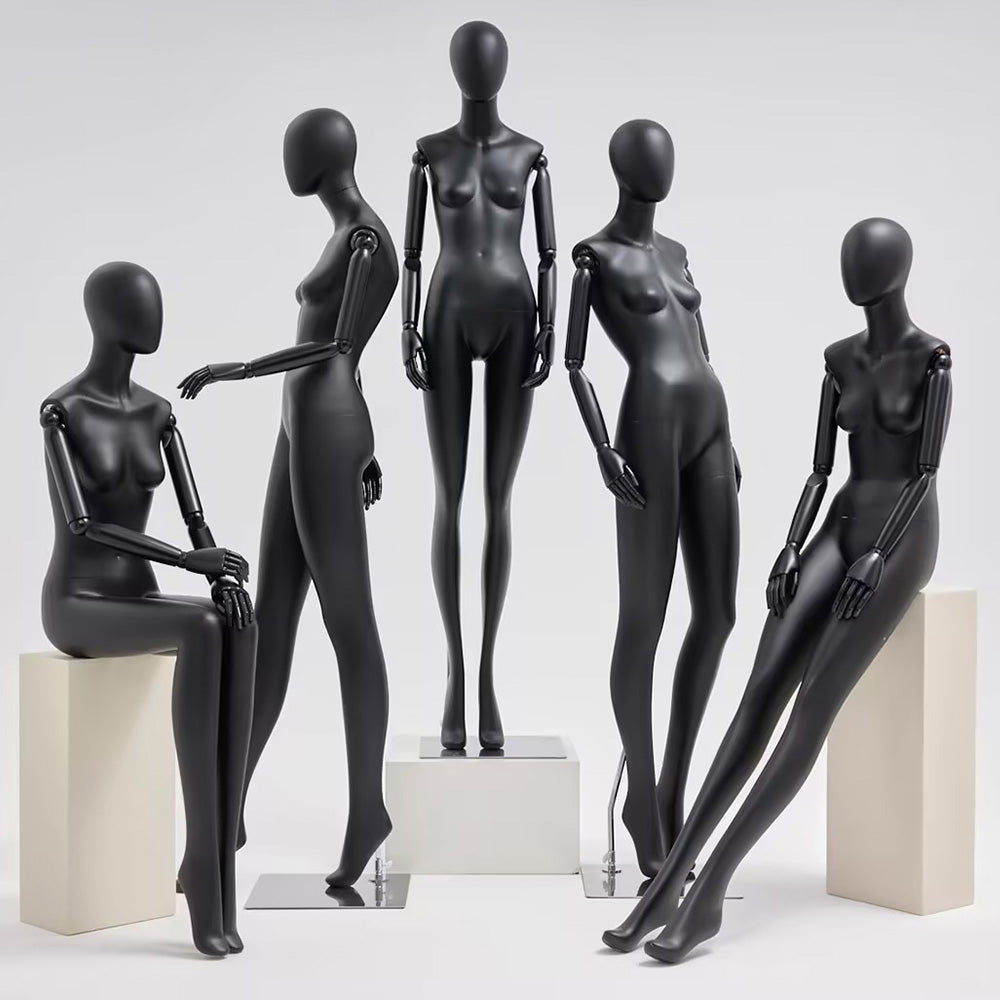 Perfect Display Solution: How To Use Jelimate Grey and Black Fiberglass Standing & Sitting Pose Female Full Body Mannequins To Enhance Clothing and Accessories Display?