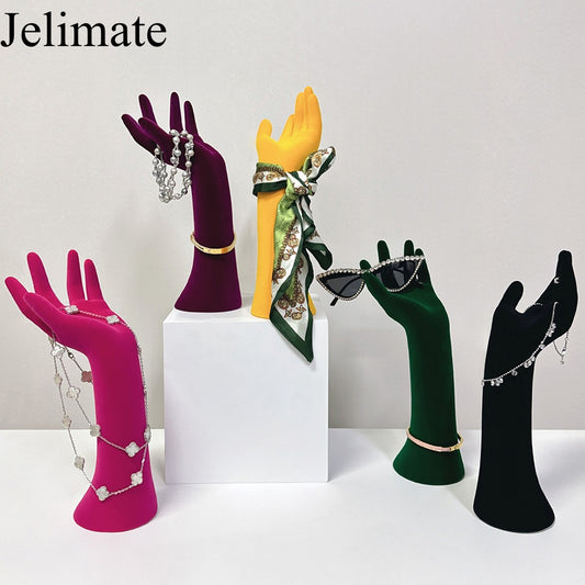 Elevate Your Boutique Store Display: Discover the Versatility of Jelimate Female Colorful Velvet Mannequin Hand for Jewelry and Accessories Display