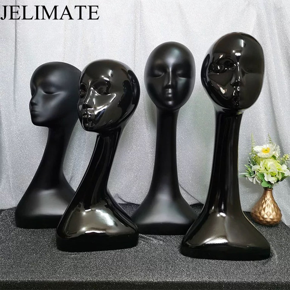 The Ultimate Display Solution: Jelimate Long Neck Black Mannequin Head for Fashion Boutique Store Showcases