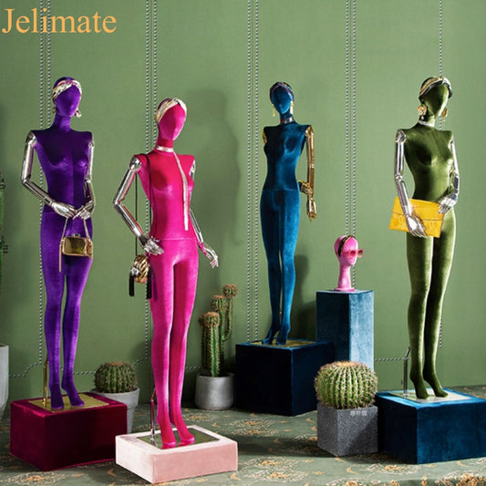 The Secret to Creating Stunning Clothing Store Window: Jelimate Colorful Velvet Female Full Body Mannequin