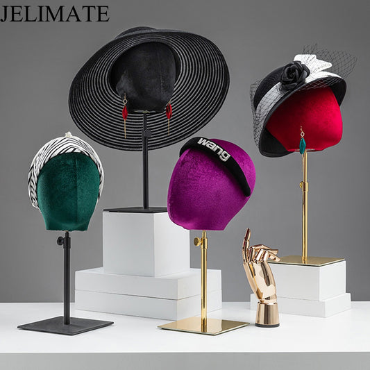 Make Your Fashion Boutique Store Storefront Shine : Why JELIMATE Colorful Velvet Mannequin Heads With Gold Square Base Are A Must-Have for Fashion Accessories Display?