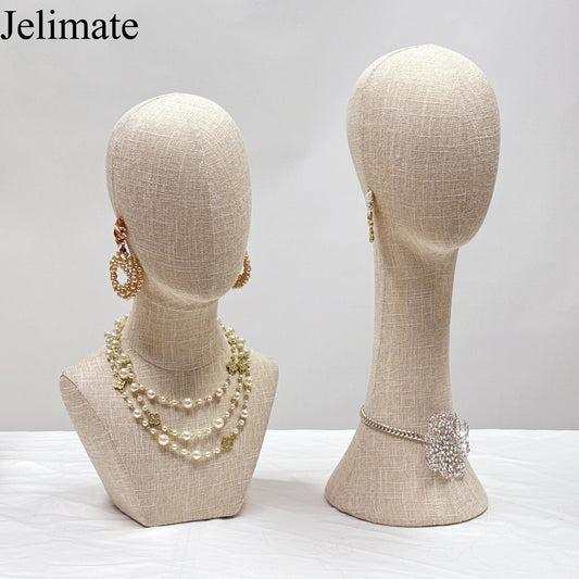 How to Use JELIMATE High End Fully Pinnable Bamboo Linen Mannequin Heads to Highlight Jewelry and Accessories in Fashion Boutique Store Displays?