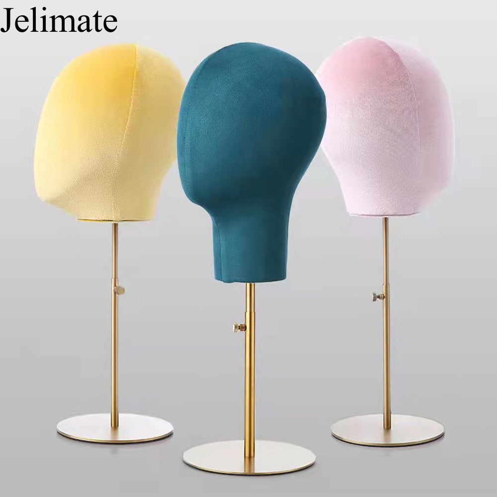 Make a Statement: Jelimate Colorful Velvet Mannequin Heads with Gold Round Base for Hats,Sunglasses,Wigs and Jewelry Display In Fashion Boutique Store