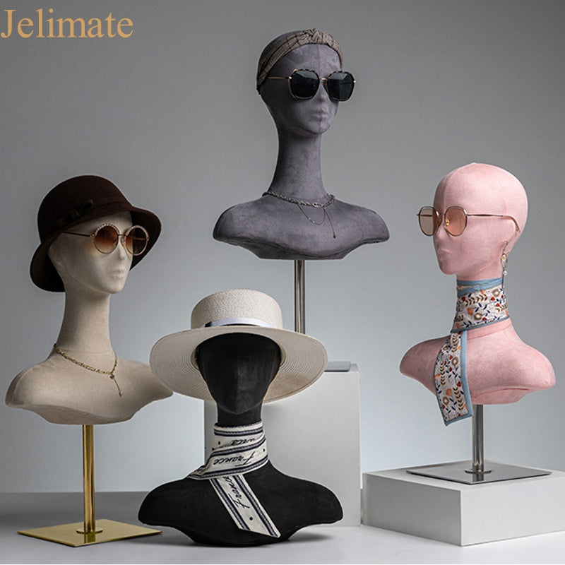 The Most Essential Item for Jewelry and Hat Shops: Jelimate Fashion Colorful Velvet Mannequin Head With Shoulders