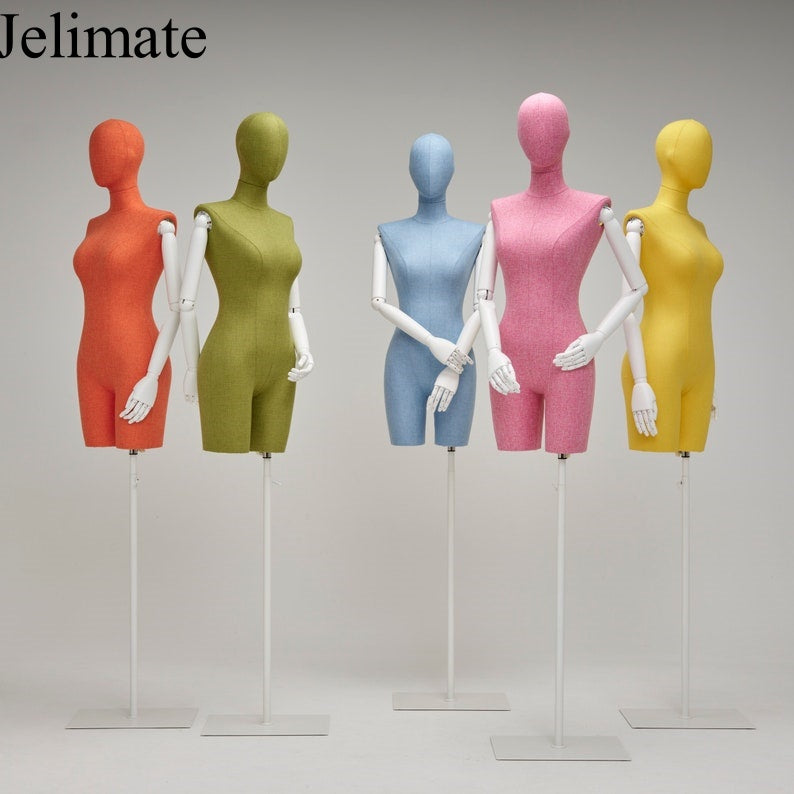 The Essential Role of JELIMATE High End Half Body Linen Fabric Female Mannequin Torso With White Wooden Arms in Clothing Boutique Stores