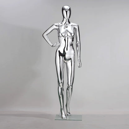 Jelimate High Quality Mirror Silver Male Female Mannequin Full Body,Plating Chrome Women Men Dress Form,Fashion Window Clothing Display Mannequin