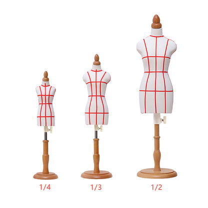 JELIMATE Female Half Scale Dress Form For Pattern Making,1/2 Or 1/3 Or 1/4 Scale Miniature Women Sewing Dress Form Mannequin,Fashion Designer And Fashion School Used Mini Tailor Mannequin For Teaching,Fully Pinnable Half Size Scale Form