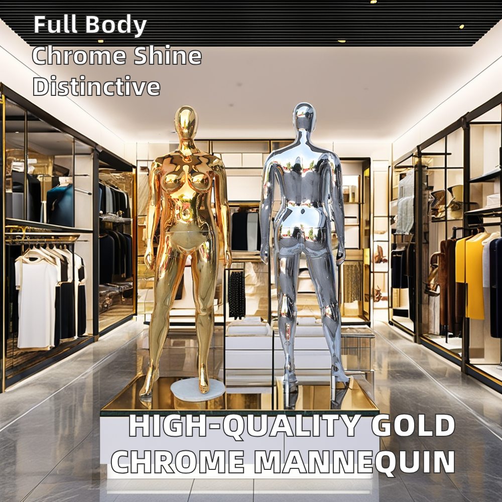 Jelimate Female Full Body Mannequin Dress Form,Electroplated Gold Silver Female Plus Size Mannequin,Window Display Female Full Body Model,Clothing Store Women Full Body Dress Form Manikin Clothing Display Model