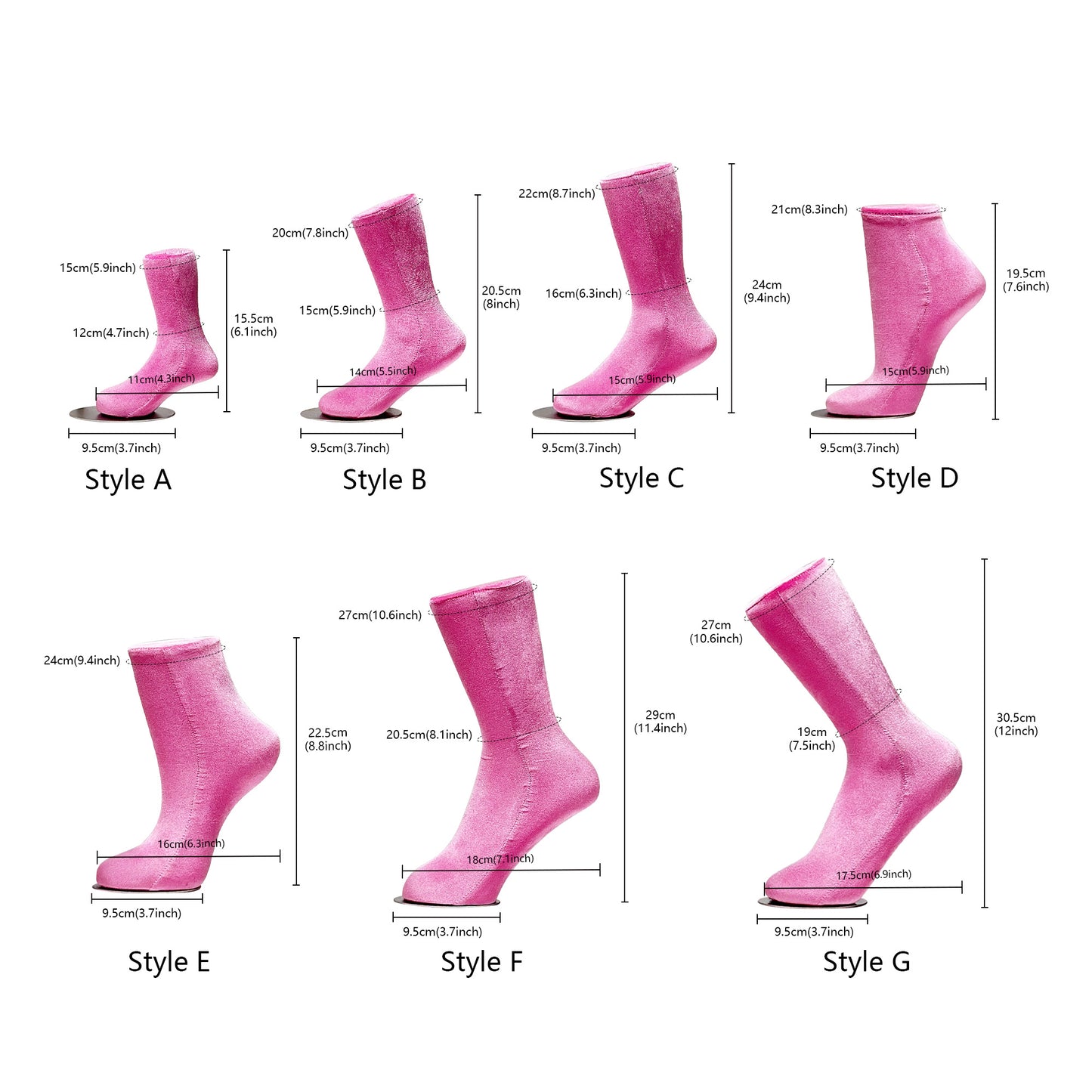 JELIMATE Feet Mannequin For Sock Display Mannequin Leg,Pink Velvet Mannequin Foot Display Model,Ankle Mannequin For Shoe Sock Anklet Display Stand Foot Manikin,Female Foot Mannequin Dress Form