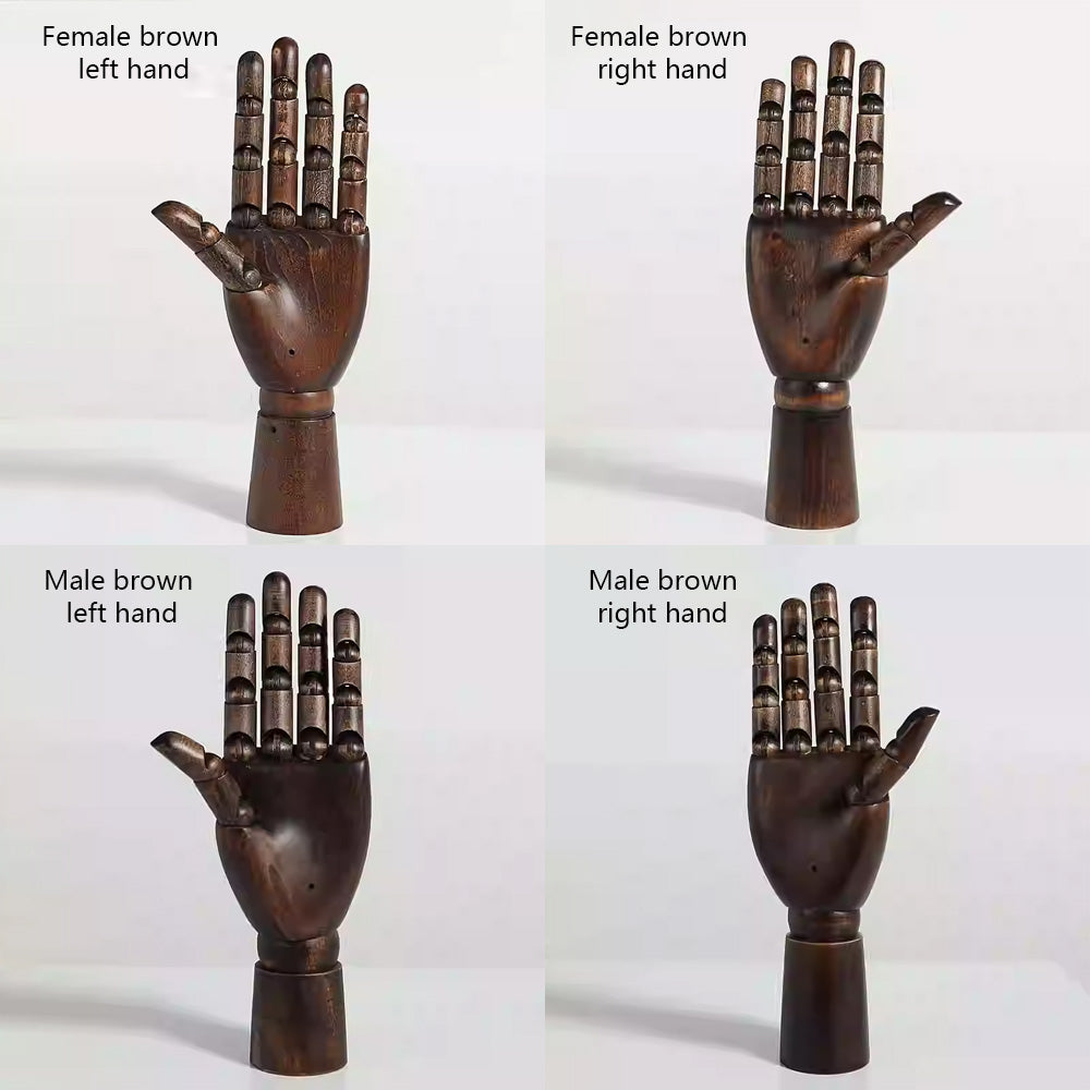 Jelimate Vintage Female Male Mannequin Hand Wooden Hands,Left Right Hand Model Wood Mannequin Hand,Movable Human Artist Manikin Hand,Shop Home Decor Gloves Ring Jewelry Display Hand Form