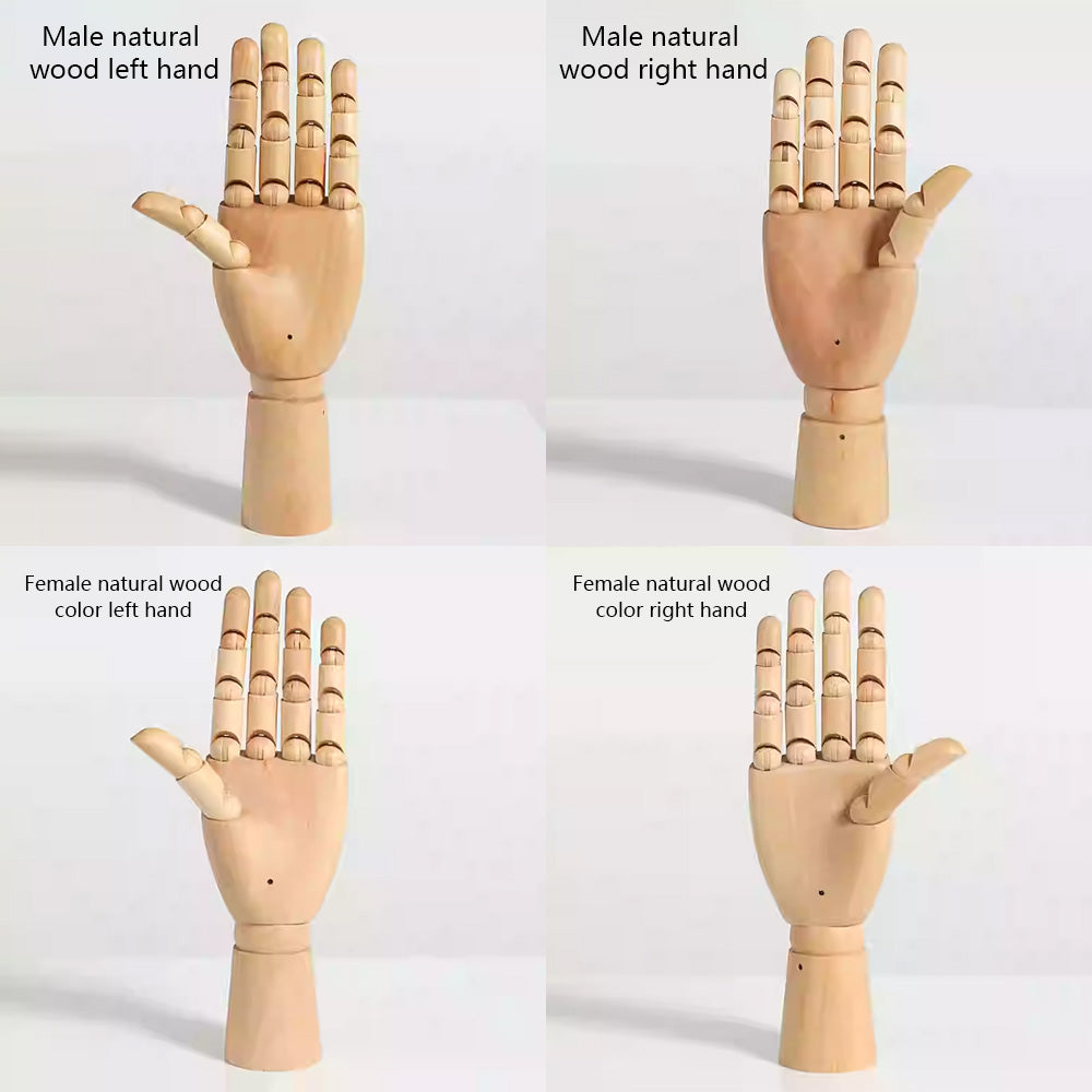 Jelimate Vintage Female Male Mannequin Hand Wooden Hands,Left Right Hand Model Wood Mannequin Hand,Movable Human Artist Manikin Hand,Shop Home Decor Gloves Ring Jewelry Display Hand Form