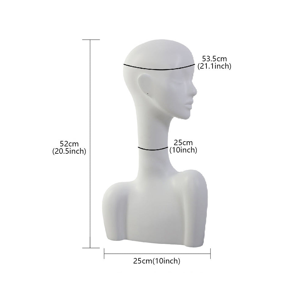 Jelimate Luxurious Female Head Mannequin Dress Form,Fiberglass White Mannequin Head With Ear Holes,Wig Scarf Headphone Earring Necklace Jewelry Display Head Model,Hat Display Stand Head Display Form