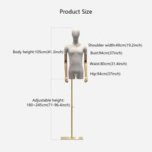 Lade das Bild in den Galerie-Viewer, Jelimate Luxury Female Male Display Mannequin Torso with Short Thigh, Bamboo Linen Dress Form Torso,Clothing Display Model Wig Head Manikin Wooden Arms
