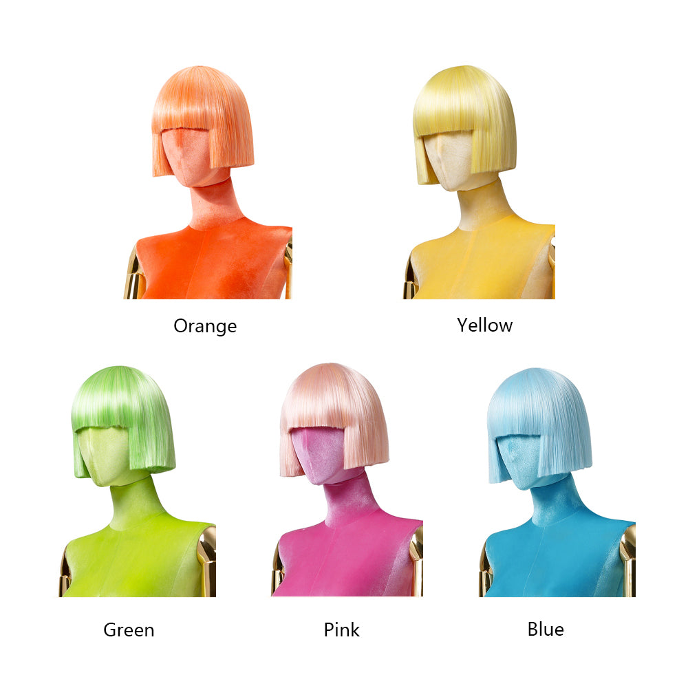 Jelimate Luxury Female BoBo Wigs,Candy-Colored Bangs Short Straight Hair,Women Hair for Clothing Store Mannequin Head Decoration,Clothing Dress Form With Wigs
