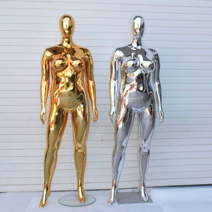 Jelimate Fashion Mirror Silver Golden Plus Size Mannequin Full Body,Plate Chrome Gold Mannequin Torso Female Plus Size Dress Form,Clothing Display Model Props