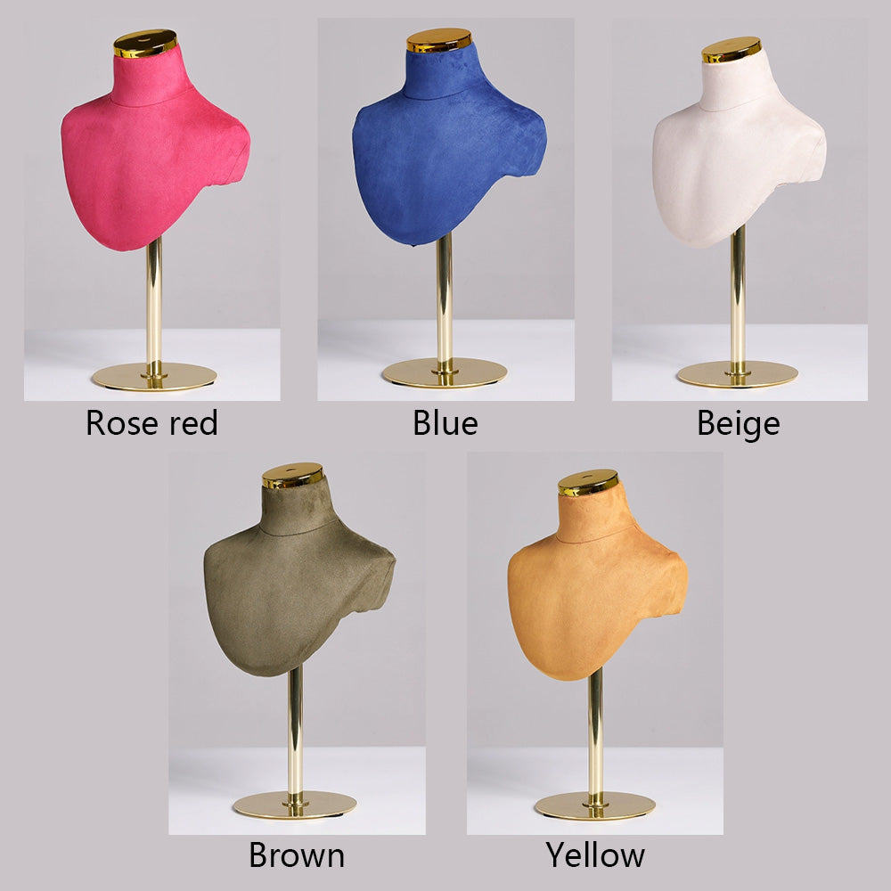 Jelimate Jewelry Store Counter Velvet Mannequin Bust,Suede Dress Form Necklace Display Mannequin Bust,Necklace Stand Jewelry Display Bust Neck Model