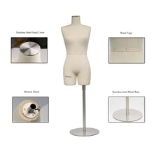 Load image into Gallery viewer, JMSIZE12 Half Scale Female Dress Form For Pattern Making,1/2 Scale Miniature Sewing Mannequin for Women,Mini Tailor Mannequin for Fashion Designer Fashion School Draping Mannequin
