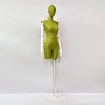 JELIMATE Female Half Body Mannequin,Women Dress Form Mannequin Adjustable,Clothing Store Display Mannequin Torso Model,Manikin Body Torso with White Wooden Arms