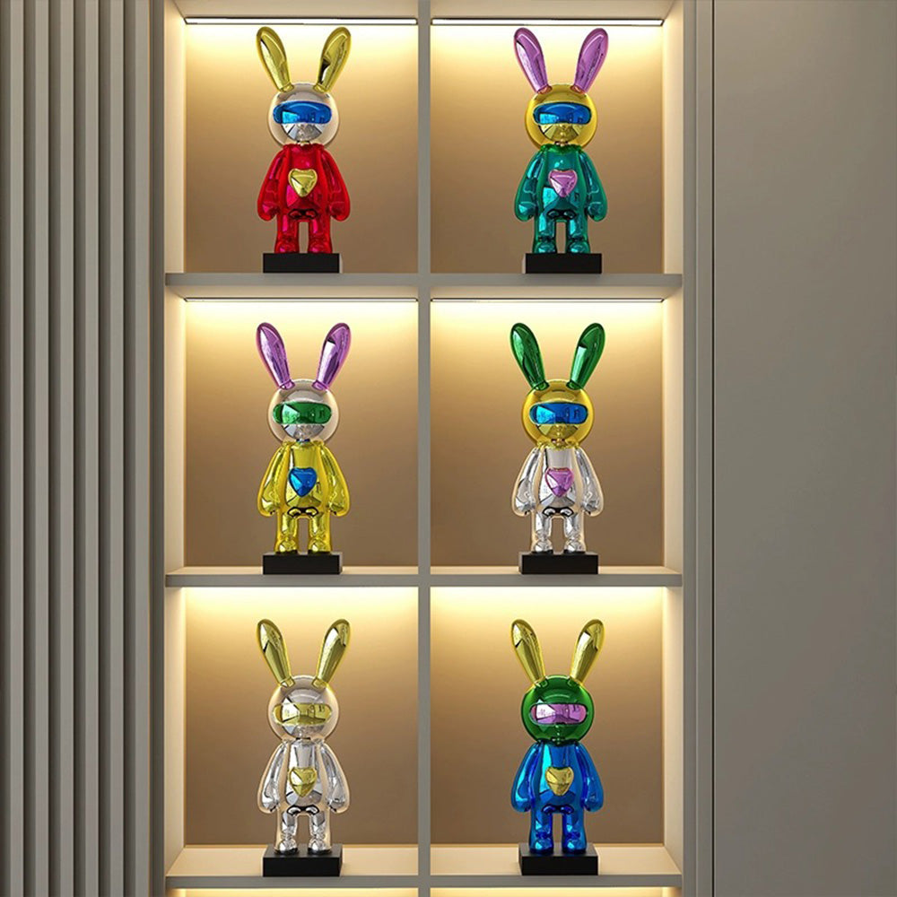 Jelimate High-end Wine Cabinet Electroplated Rabbit Ornament Home Accessories Living Room Entrance Office Decoration Rabbit Sculpture Desktop Crafts