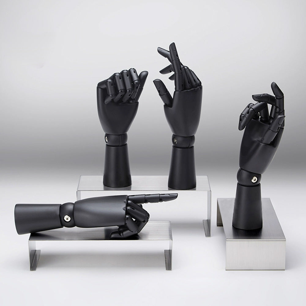 Jelimate Display per manichino a mano in legno nero opaco di fascia alta, forma di abito a mano per manichino in legno, modello a mano per esposizione di gioielli per borsa per cappelli