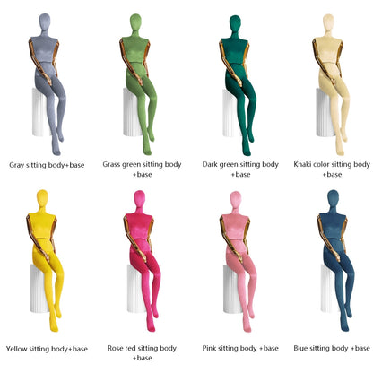 Jelimate Clothing Store Female Mannequin Full Body Dress Form,Wedding Dress Clothing Display Mannequin Torso,Colorful Velvet Dress Form Manikin Head Gold Hand