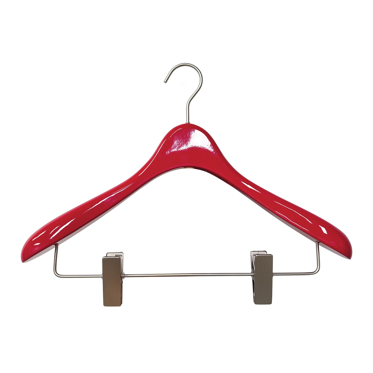 Jelimate Nordic Modern Hotel Luxury Wooden Clothing Hanger,Clothing Store Glossy Red Wood Clip Hanger,Suit Pant Garment Display Adult Wooden Hangers