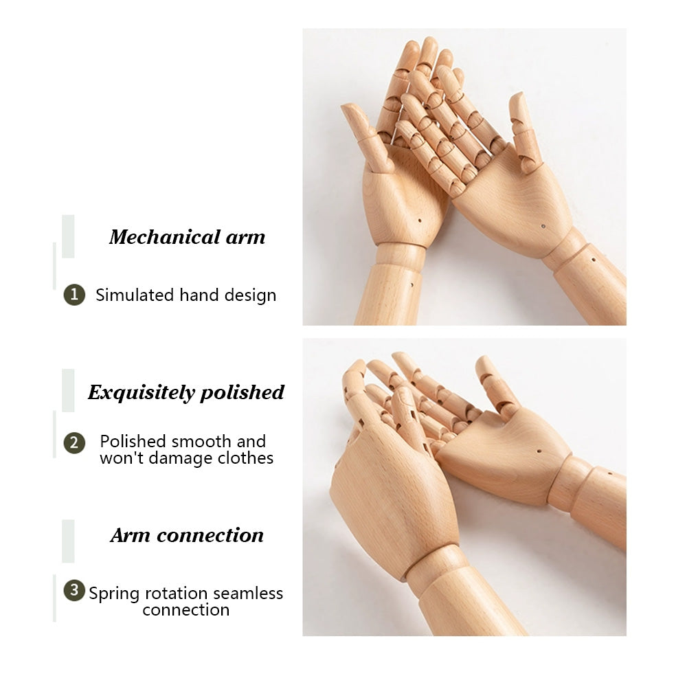 Jelimate Female Mannequin Hand Dress Form,Movable Wooden Hand Model Flexible Fingers,Glove Sunglasses Ring Jewelry Display Mannequin Hand Manikin