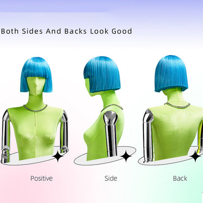 Jelimate Luxury Female BoBo Wigs,Candy-Colored Bangs Short Straight Hair,Women Hair for Clothing Store Mannequin Head Decoration,Clothing Dress Form With Wigs