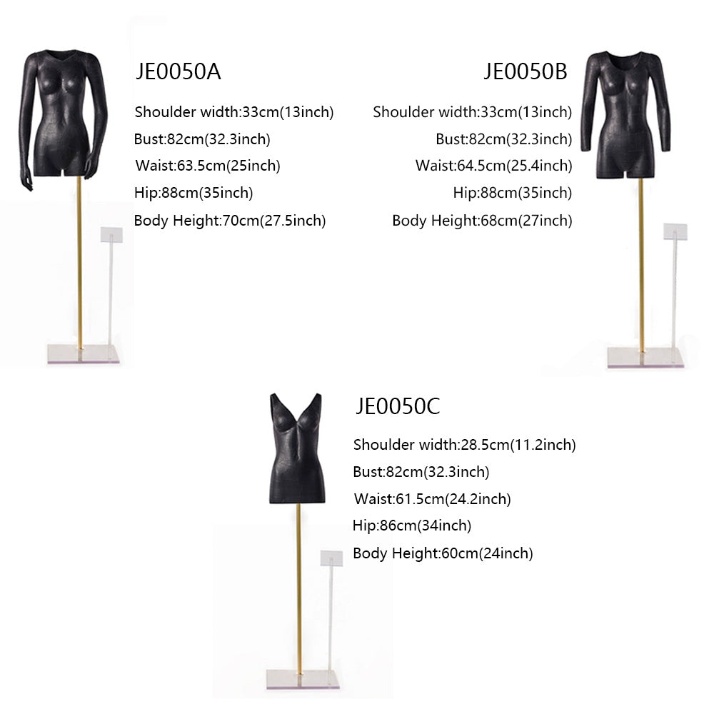 Jelimate Custom 3D Hollow Black Mannequin Torso Female,Women Dress Form Mannequin for Clothing Display,Craft Sticker Display Stand Underwear Mannequin