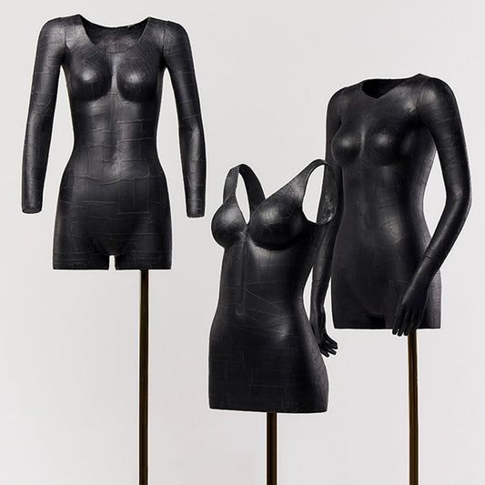 Jelimate Custom 3D Hollow Black Mannequin Torso Female,Women Dress Form Mannequin for Clothing Display,Craft Sticker Display Stand Underwear Mannequin