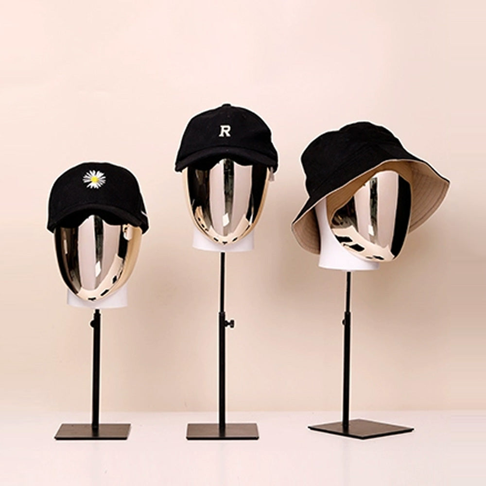 Jelimate Supporto per testa di manichino in oro argento di fascia alta, vetrina per manichino in cromo dorato, porta cappello per parrucca, forma di vestito