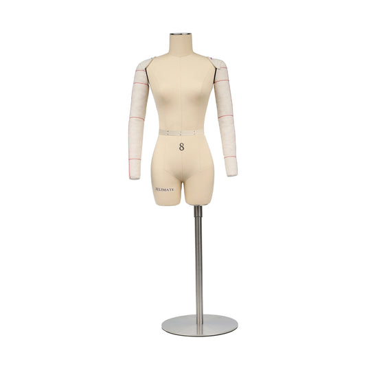 Maniquí de costura para mujer en miniatura de JELIMATE con muslo corto y brazos suaves, maniquí de sastre de altura ajustable, maniquí de costura a media escala, color beige, talla 8