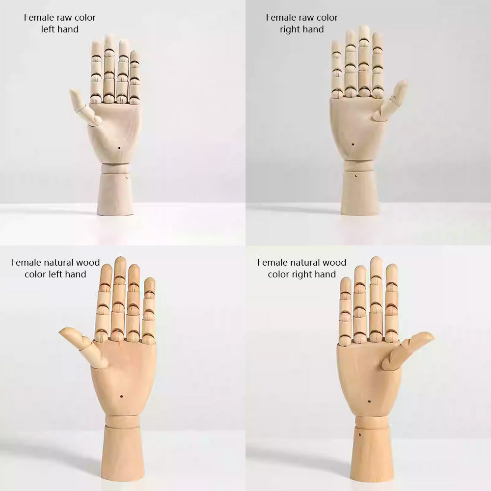 Jelimate Vintage Female Male Mannequin Hand Wooden Hands,Left Right Hand Model Wood Mannequin Hand,Movable Human Artist Manikin Hand,Shop Home Decor Gloves Ring Jewelry Display Hand Form