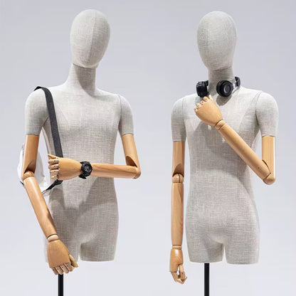 Jelimate Adult Size Female Male Display Mannequin Torso With Wooden Arms,Luxury Window Dress Form Model,Men Women Clothing Dress Form Garment Mannequin