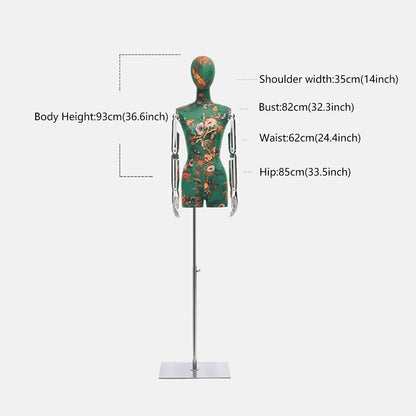 Jelimate High End Window Display Mannequin Torso Female Dress Form,Colorful Printed Fabric Wedding Dress Mannequin,Manikin Head Clothing Dress form