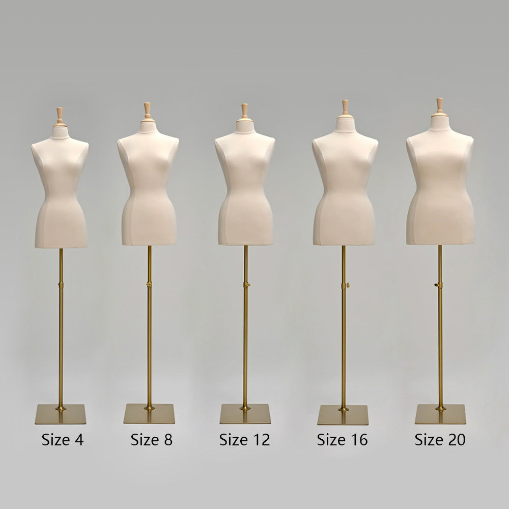 Jelimate Half Body Plus Size Mannequin Female Dress Form,Fully Pinnable Mannequin Torso for Sewing and Dress Display,Beige Velvet Dress Form Torso