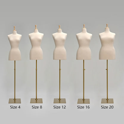 Jelimate Half Body Plus Size Mannequin Female Dress Form,Fully Pinnable Mannequin Torso for Sewing and Dress Display,Beige Velvet Dress Form Torso