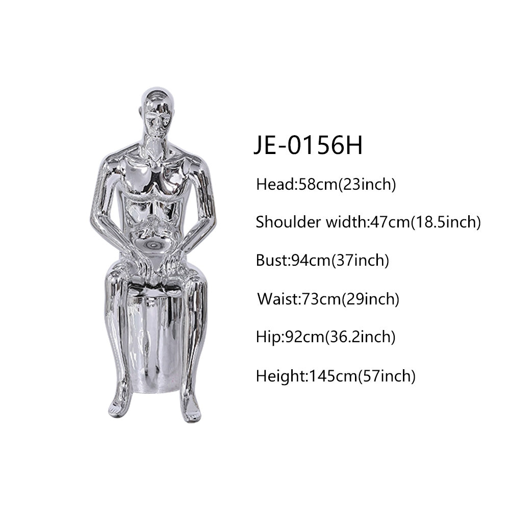 Jelimate High Quality Mirror Silver Male Mannequin Full Body,Boutique Men Dress Form for Window Display,Clothing Display Mannequin Torso Chrome Dummy