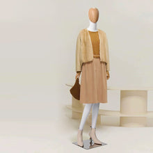 Load image into Gallery viewer, Jelimate High End Female Dress Form Mannequin Full Body,Clothing Store Clothing Display Model with Wood Grain Head,Adult Women Dummy Plastic Wooden Arms

